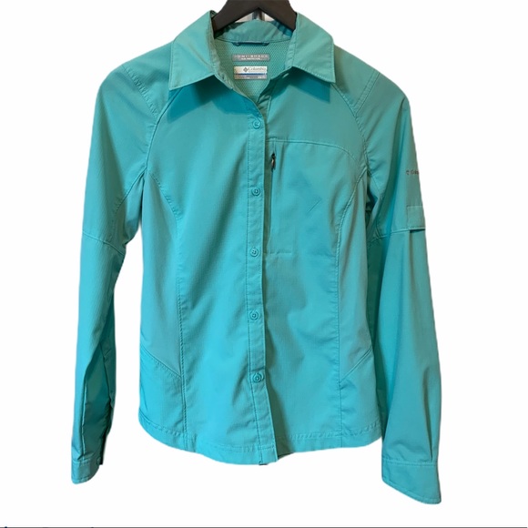 Columbia Omni-Shade button-up XS teal